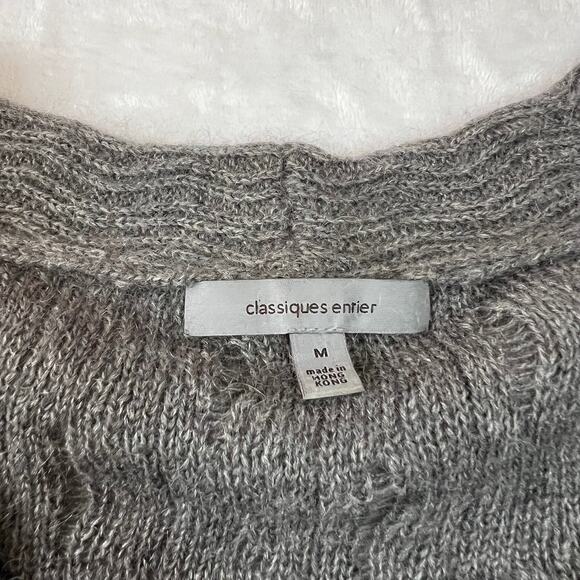 Classiques Entier Short Sleeve Pointelle Knit Sweater Size M Scoop Neck Neutral - Picture 4 of 8